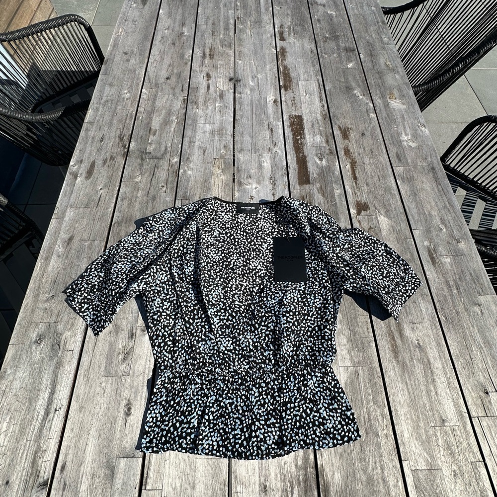 The Kooples SUMMER DOT Black and White Patterned Blouse